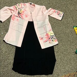 Misook Pink Floral Jacket with Black Dress